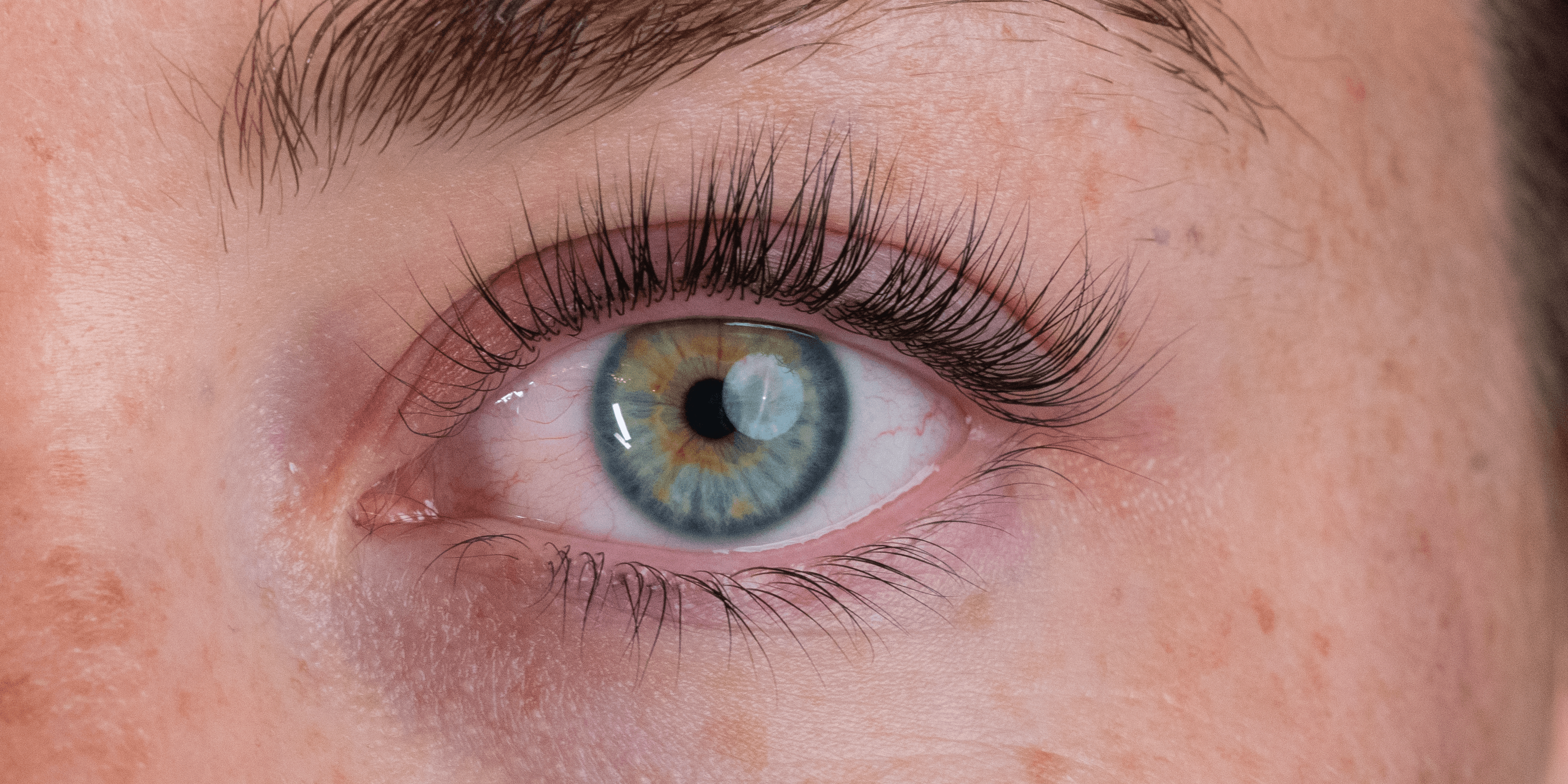 Nærbilde av et øye etter det har fått vippeløftbehandling